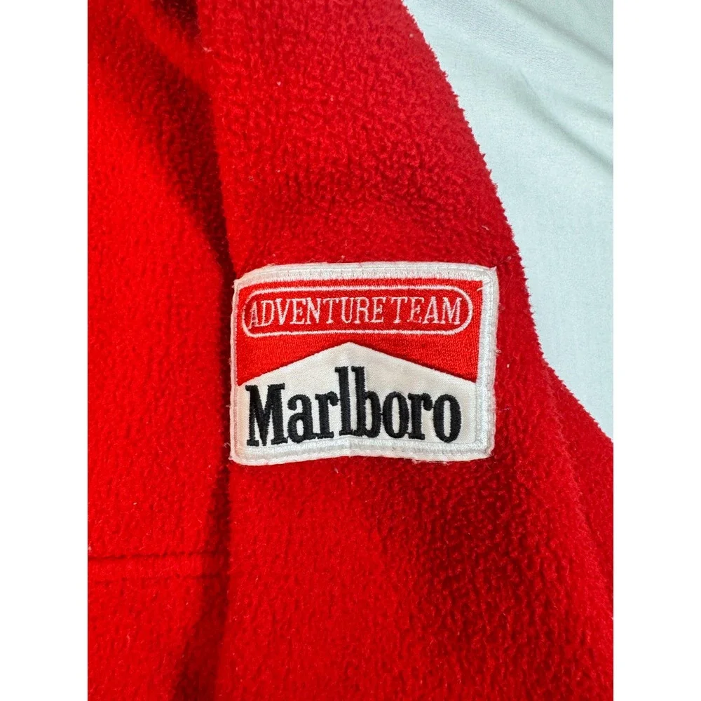 Vintage Marlboro Adventure Team Fleece Pullover Red Black Yellow Snap T 90s L - Picture 4 of 11